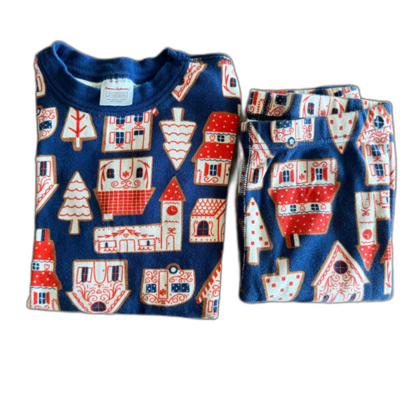 Hanna Andersson Gingerbread Village Pajama Set Youth 10 - Picture 1 of 9